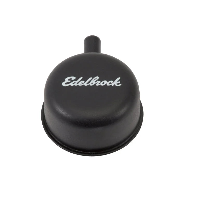 Edelbrock Round Cap w/ Nipple Black - Side View