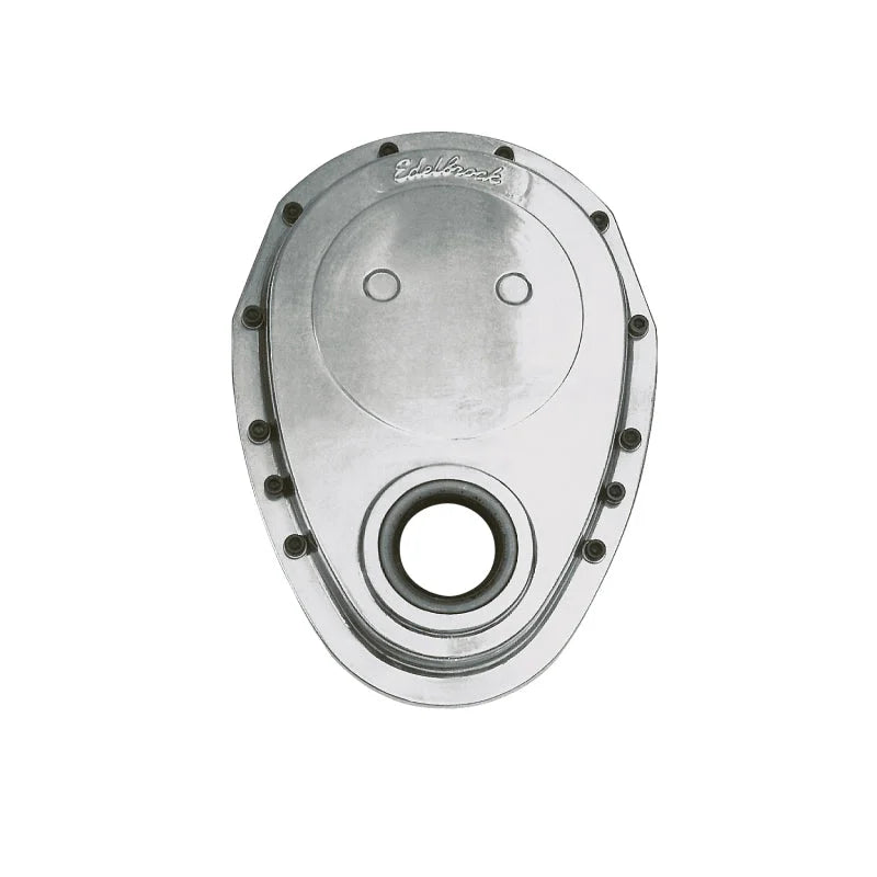 Edelbrock S/B Front Cover 4240 fits 1958-1986 Buick / Chevrolet - Side View