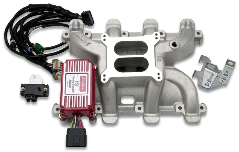 Edelbrock SBC LS1 Carbureted Manifold - Side View
