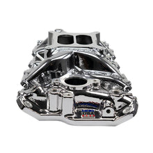 Load image into Gallery viewer, Edelbrock SBC Performer EPS Manifold - Chrome Plasma Coated - Side View