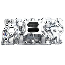 Load image into Gallery viewer, Edelbrock SBC Performer Eps Polished Manifold - Side View
