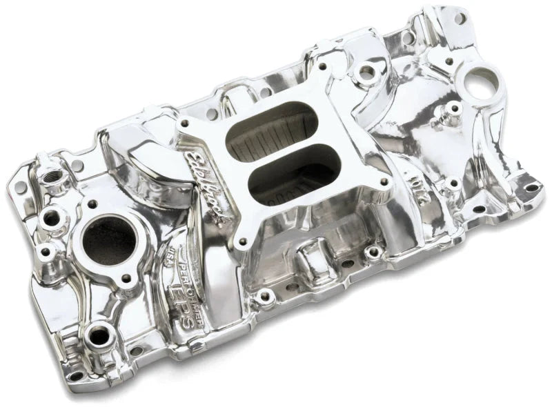 Edelbrock SBC Performer Eps Polished Manifold - Back View