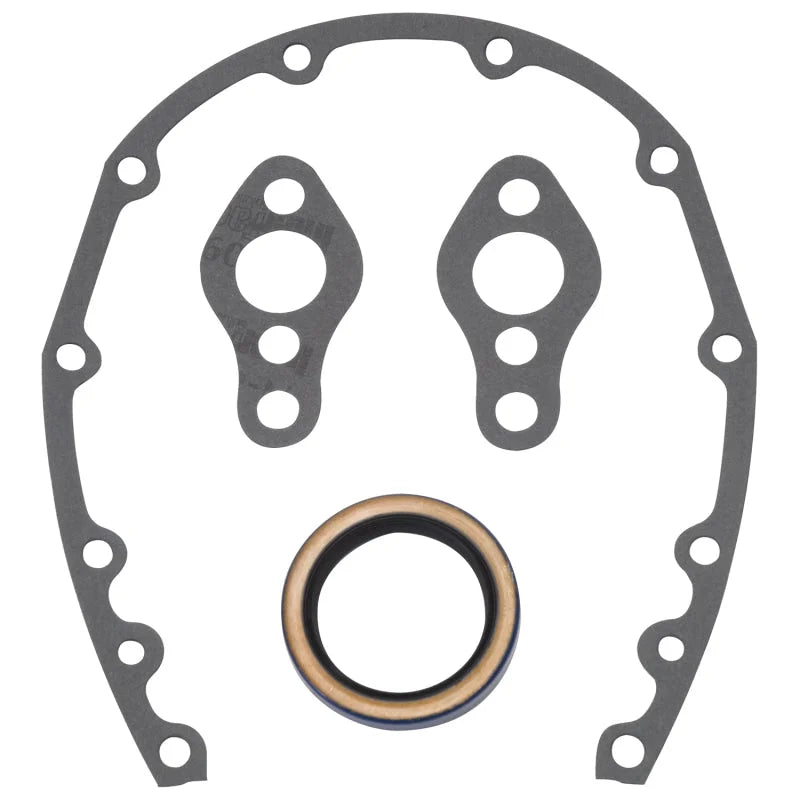 Edelbrock SBC Timing Cover Gasket And Oil Seal Kit - Side View