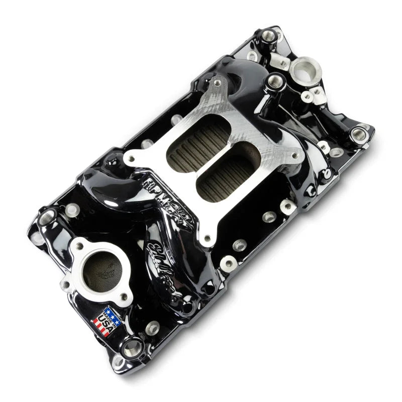 Edelbrock Small Block Performer RPM AIR-Gap Intake Manifold Black Plasma Finish fits Chevrolet - Additional View 8
