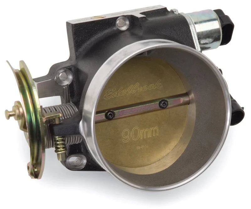 Edelbrock Throttle Body Victor Universal LS1 90mm Black Mini Texture Powder Coating - Side View