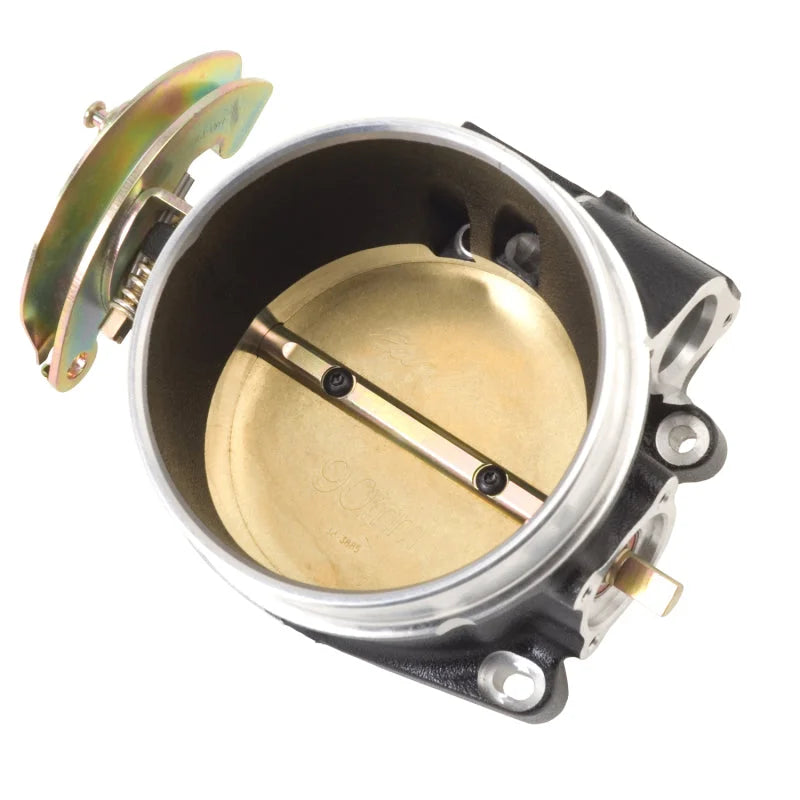 Edelbrock Throttle Body Victor Universal LS1 90mm w/ o Tps/Iac Black Mini Texture Powder Coating - Side View
