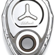 Load image into Gallery viewer, Edelbrock Timing Cover SB-Chevy Chrome w/ Welded Reinforcement Plate - Side View