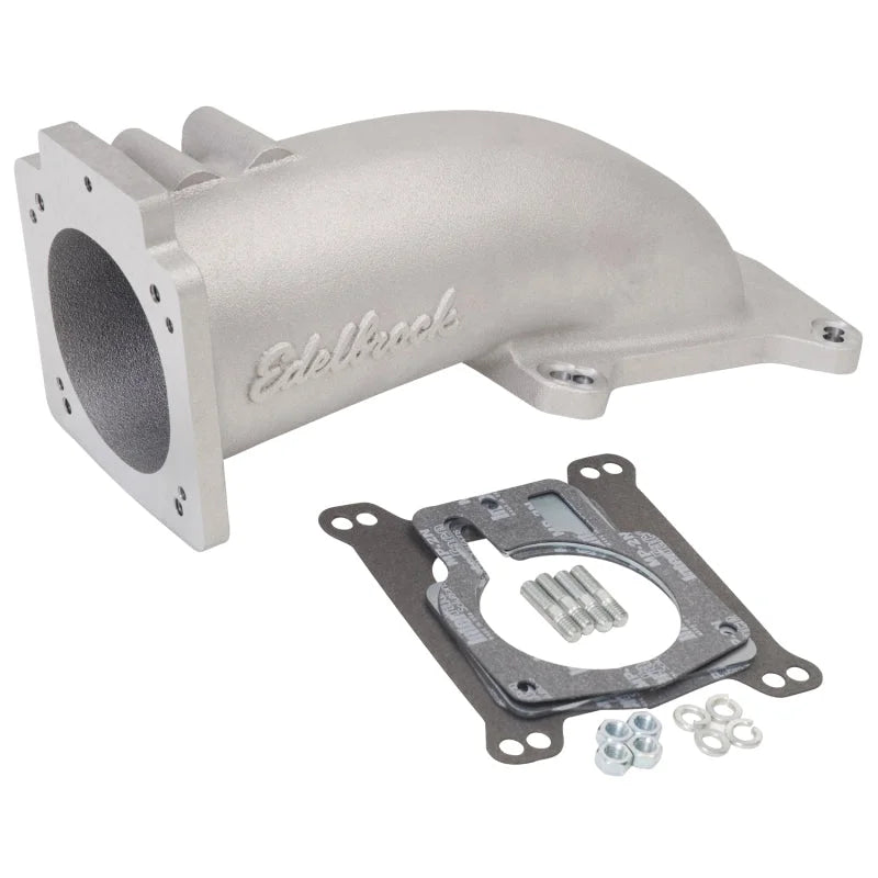 Edelbrock Ultra Low Profile Intake Elbow 90mm Throttle Body to Square-Bore Flange As-Cast Finish - Side View