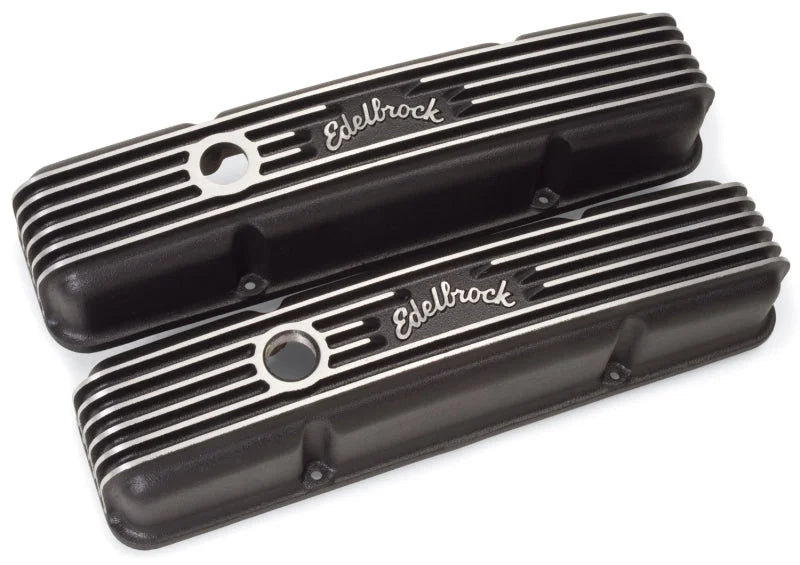 Edelbrock Valve Cover Classic Series Chevrolet 1959-1986 262-400 CI V8 Black - Back View