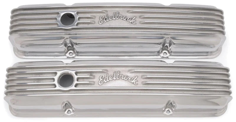 Edelbrock Valve Cover Classic Series Chevrolet 1959-1986 262-400 CI V8 Polshed - Side View