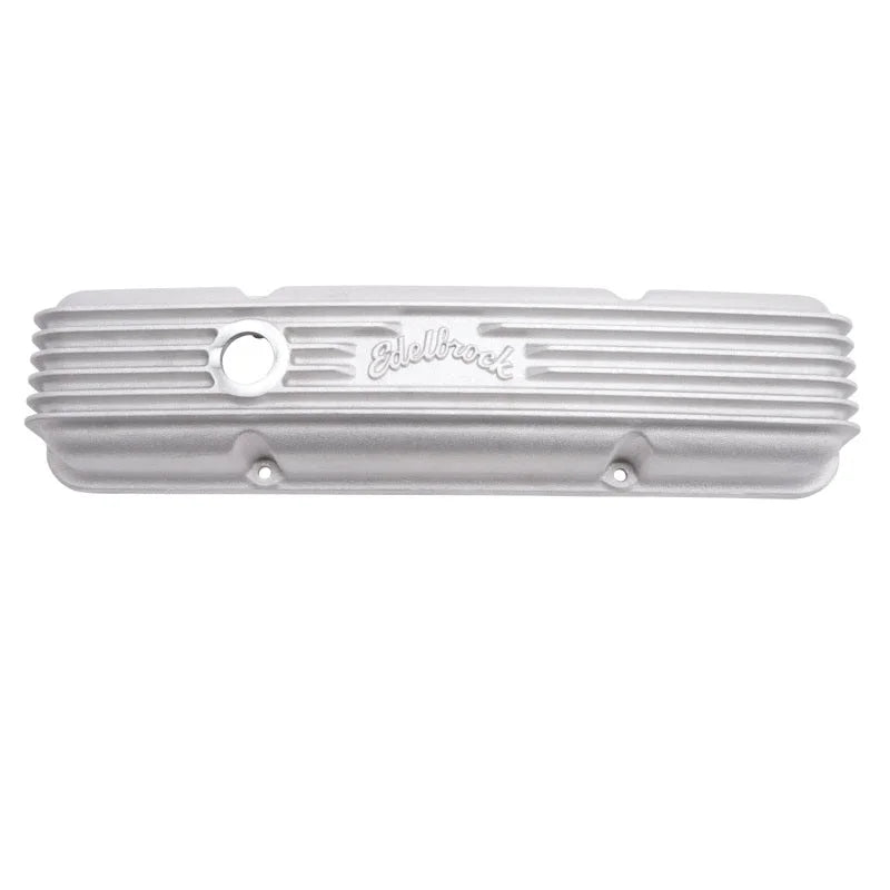 Edelbrock Valve Cover Classic Series Chevrolet 1959-1986 262-400 CI V8 w/ Breather Holes Satin - Side View