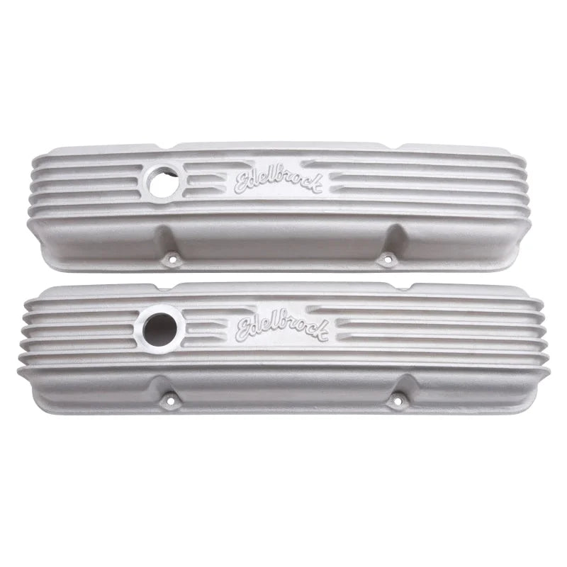Edelbrock Valve Cover Classic Series Chevrolet 1959-1986 262-400 CI V8 w/ Oil Fill Hole Satin - Back View