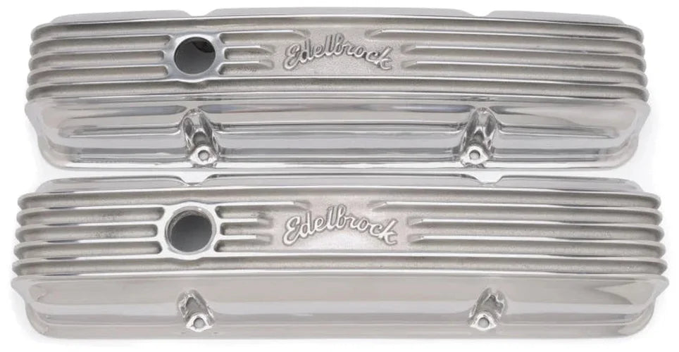Edelbrock Valve Cover Classic Series Chevrolet 1959-1986 262-400 CI V8 Polshed - Side View
