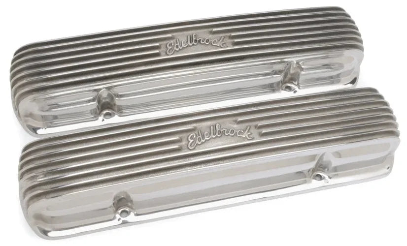 Edelbrock Valve Cover Classic Series Pontiac 1962-1979 301-455 CI V8 Polshed - Back View