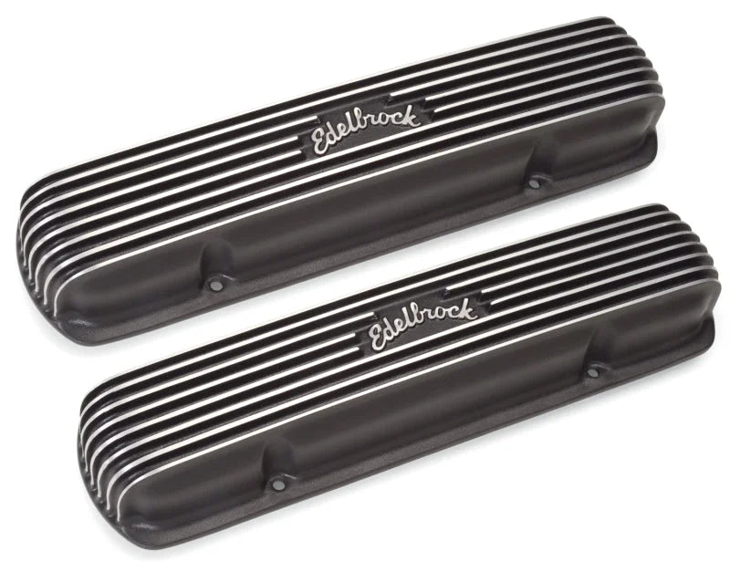 Edelbrock Valve Cover Classic Series Pontiac 1962-1979 301-455 CI V8 Black - Installation View