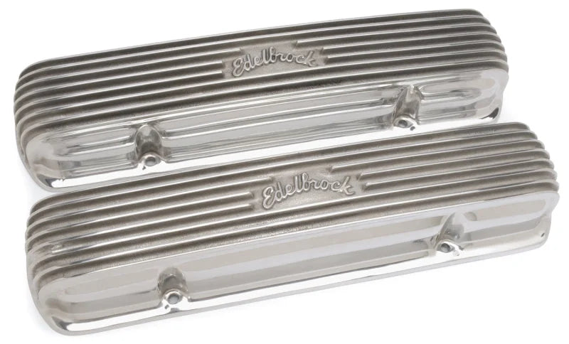 Edelbrock Valve Cover Classic Series Pontiac 1962-1979 301-455 CI V8 Polshed - Back View