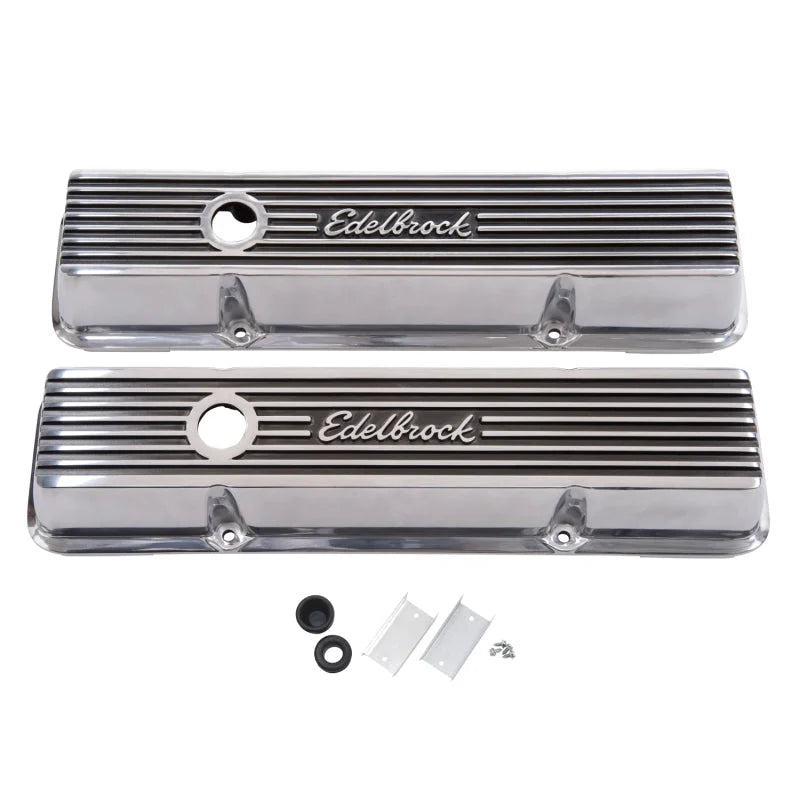 Edelbrock Valve Cover Elite II Series Chevrolet 1959-1986 262-400 CI V8 Low Polished - Side View