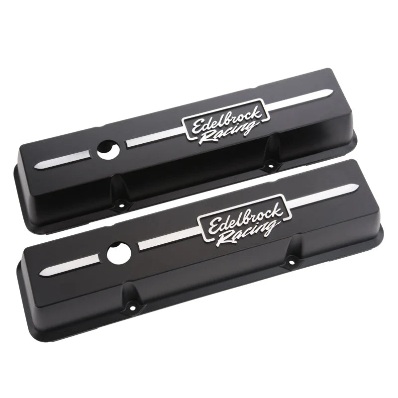Edelbrock Valve Cover Racing Series Chevrolet 1959-1986 262-400 CI V8 Low Black - Additional View 6