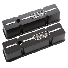 Load image into Gallery viewer, Edelbrock Valve Cover Racing Series Chevrolet 1959-1986 262-400 CI V8 Tall Black - Back View