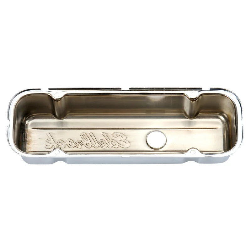 Edelbrock Valve Cover Signature Series Buick 1977 and Later 3 8L and 4 1L V6 Chrome - Back View