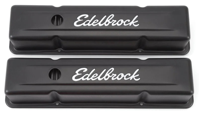 Edelbrock Valve Cover Signature Series Chevrolet 1959-1986 262-400 CI V8 Tall Black - Side View