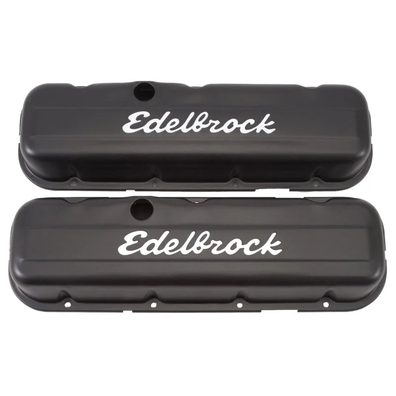 Edelbrock Valve Cover Signature Series Chevrolet 1965 and Later 396-502 V8 Low Black - Side View