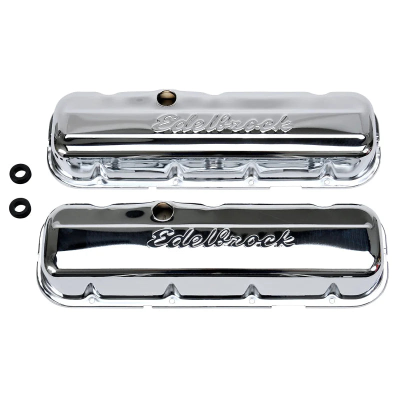 Edelbrock Valve Cover Signature Series Chevrolet 1965 and Later 396-502 V8 Low Chrome - Side View