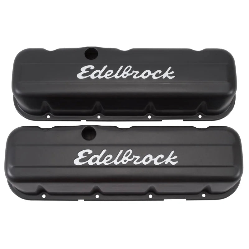 Edelbrock Valve Cover Signature Series Chevrolet 1965 and Later 396-502 V8 Tall Black - Side View