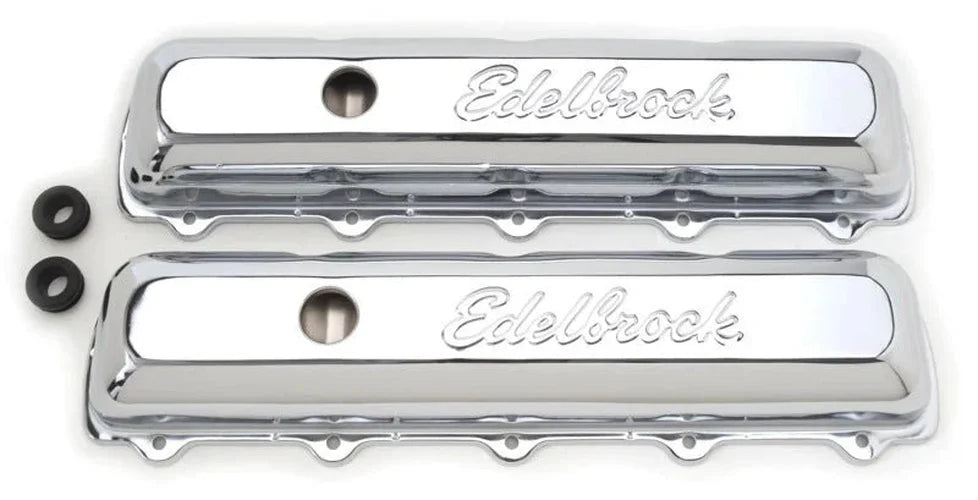 Edelbrock Valve Cover Signature Series Oldsmobile 350-455 CI V8 Chrome - Side View