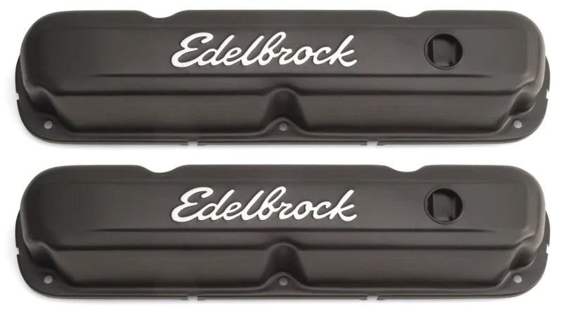 Edelbrock Valve Cover Signature Series Chrysler 1965-1991 318-340-360 CI V8 Black - Side View