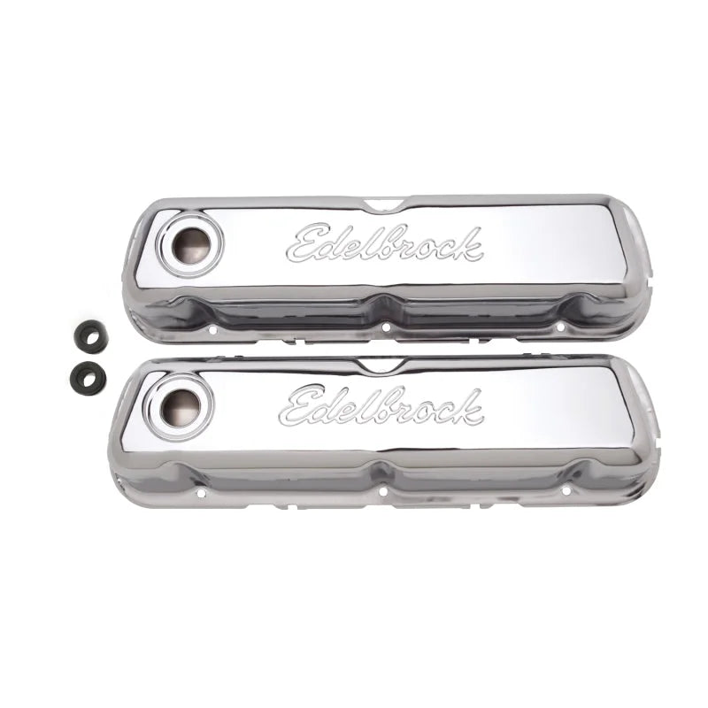 Edelbrock Valve Cover Signature Series Ford 260-289-302-351W CI V8 Chrome - Side View