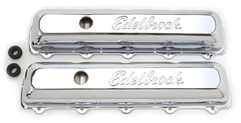 Edelbrock Valve Cover Signature Series Oldsmobile 350-455 CI V8 Chrome - Side View