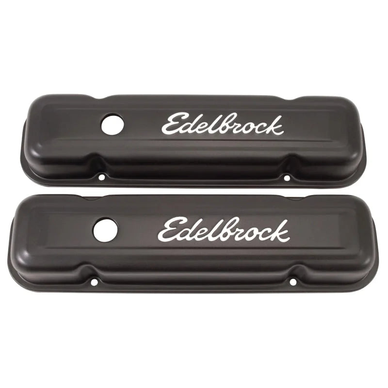 Edelbrock Valve Cover Signature Series Pontiac 1962-1979 301-455 CI V8 Low Black - Side View