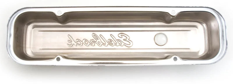 Edelbrock Valve Cover Signature Series Pontiac 1962-1979 301-455 CI V8 Low Chrome - Installation View