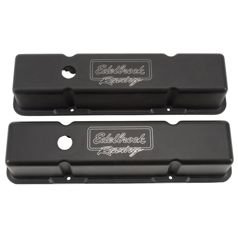 Edelbrock Valve Cover Victor Series Chevrolet 1959-1986 262-400 CI V8 Tall Black - Side View