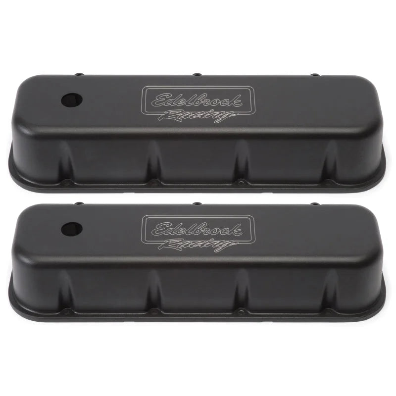 Edelbrock Valve Cover Victor Series Chevrolet 1965 and Later 396-502 V8 Tall Black - Side View