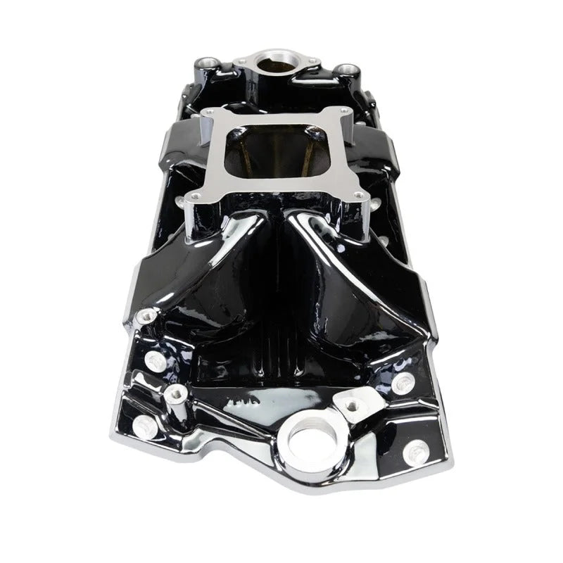 Edelbrock Victor Jr. 23 Degree Black Plasma Intake Manifold fits Chevy Sb - Side View