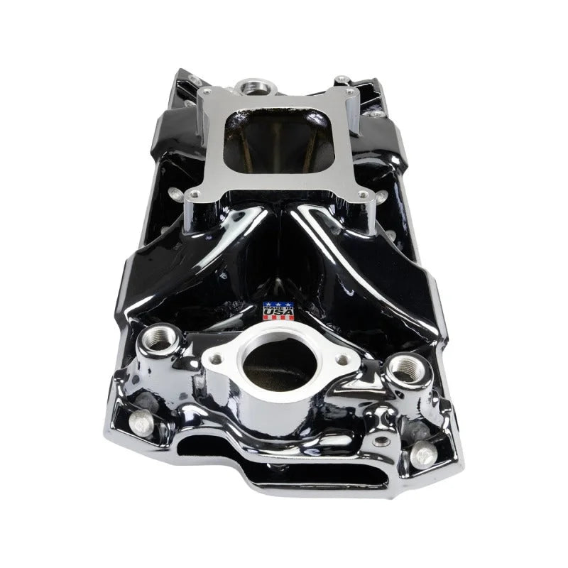Edelbrock Victor Jr. 23 Degree Black Plasma Intake Manifold fits Chevy Sb - Installation View