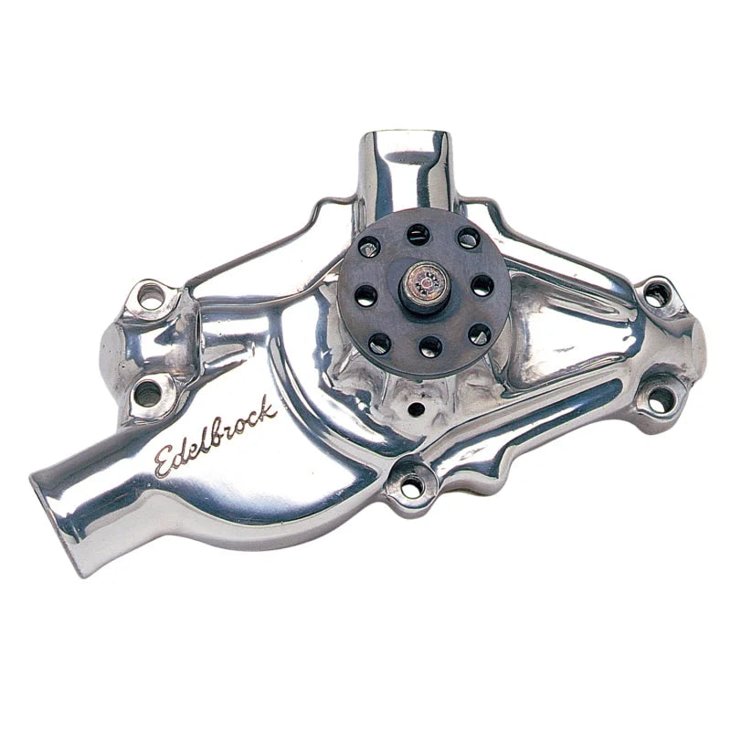 Edelbrock Water Pump High Performance Chevrolet 350 CI V8 Short Style Polished Finish - Side View