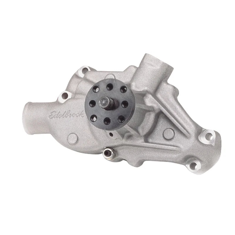 Edelbrock Water Pump High Performance Chevrolet 350 CI V8 Short Style Satin Finish - Side View