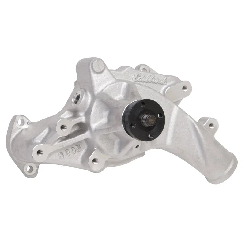 Edelbrock Water Pump High Performance Ford 1965-76 FE V8 Engines Standard Length Satin Finish - Side View