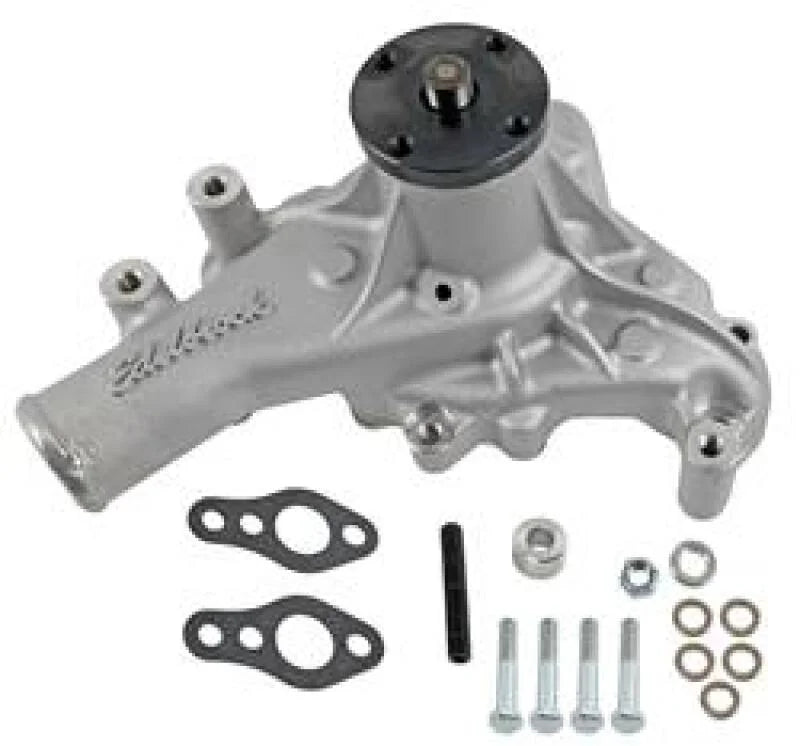 Edelbrock Water Pump for Small-Block Chevy in Satin Finish (Long) - Main Product View
