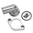 Load image into Gallery viewer, Edelbrock Waterneck SBC/BBC 90-Degree Two-Piece Cast Swivel Polished - Side View