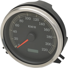 Load image into Gallery viewer, Electronic KM/H Speedometer - Black Face DragSpecialties 76436KMX - Main Product View