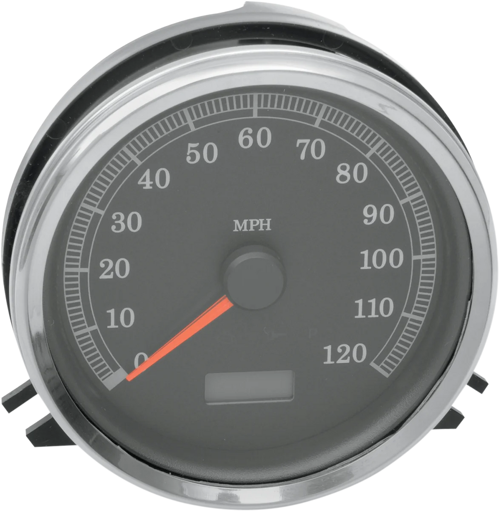 Electronic KM/H Speedometer - Black Face DragSpecialties 76436KMX - Side View