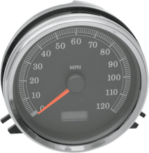 Load image into Gallery viewer, Electronic KM/H Speedometer - Black Face DragSpecialties 76436KMX - Side View