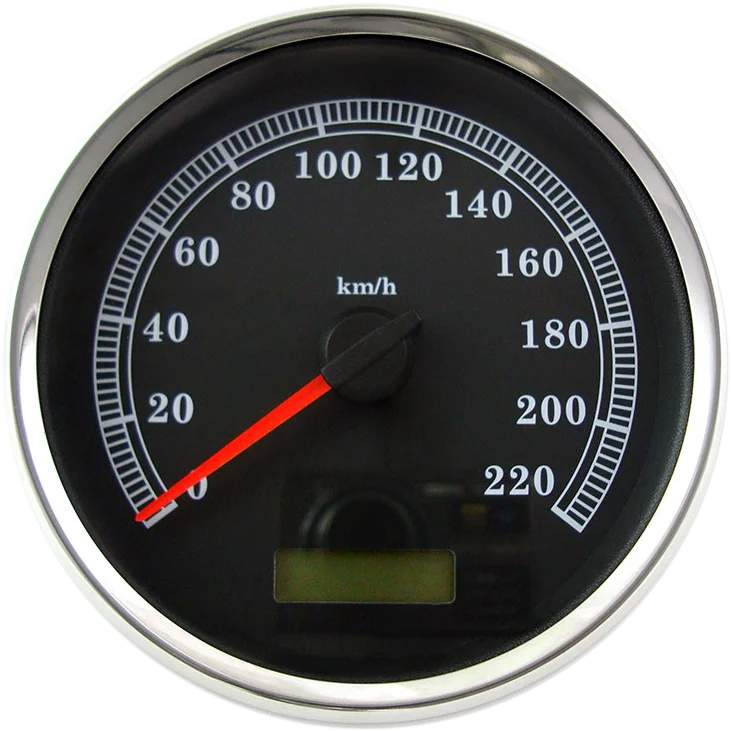 Electronic Speedometer - Silver - 220 KPH DragSpecialties 83105S - Side View