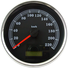 Load image into Gallery viewer, Electronic Speedometer - Silver - 220 KPH DragSpecialties 83105S - Side View