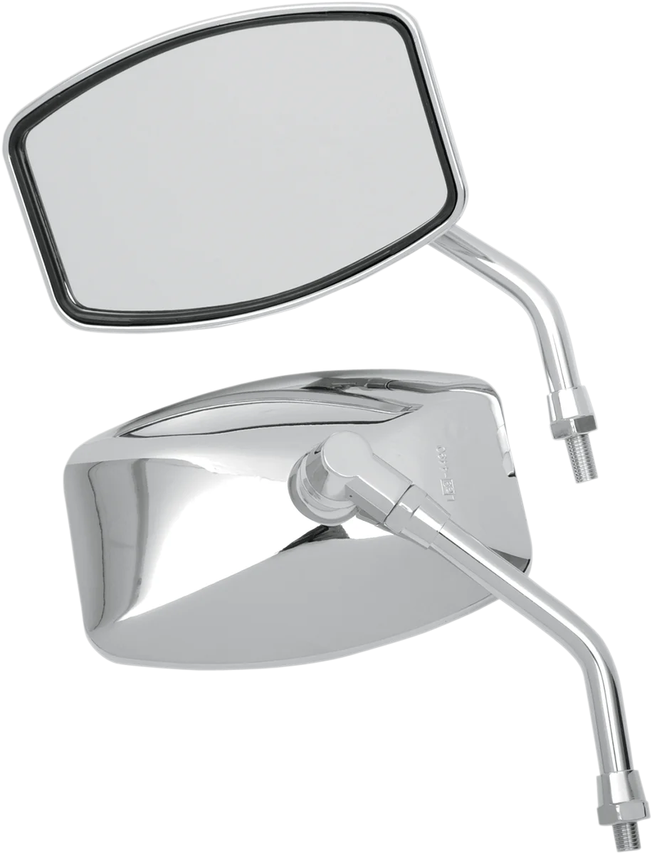Emgo Mirror - "Big One"/Cruiser - Side View - Rectangle - M10 x 1.25 | M10 x 1.25 (Left Hand) - Chrome 20-42464 - Side View