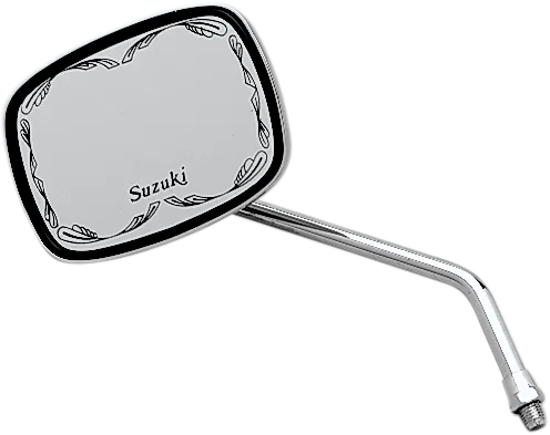 Emgo Mirror - Die-Cast - Scrolled - Side View - Rectangle - M10 x 1.25 - Chrome - Left/Right fits Suzuki - Main Product View